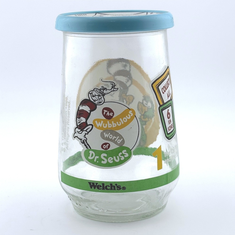 Vintage 1996 Welchs Dr Seuss Wubbulous World Jelly Jar Scene 1 Cat in the Hat